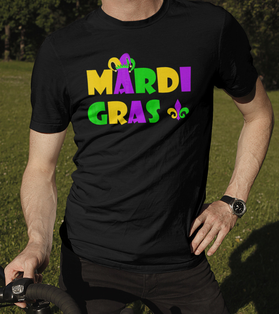 Mardi Gras Fun Party With Crown And Fleur-de-Lis T-Shirt