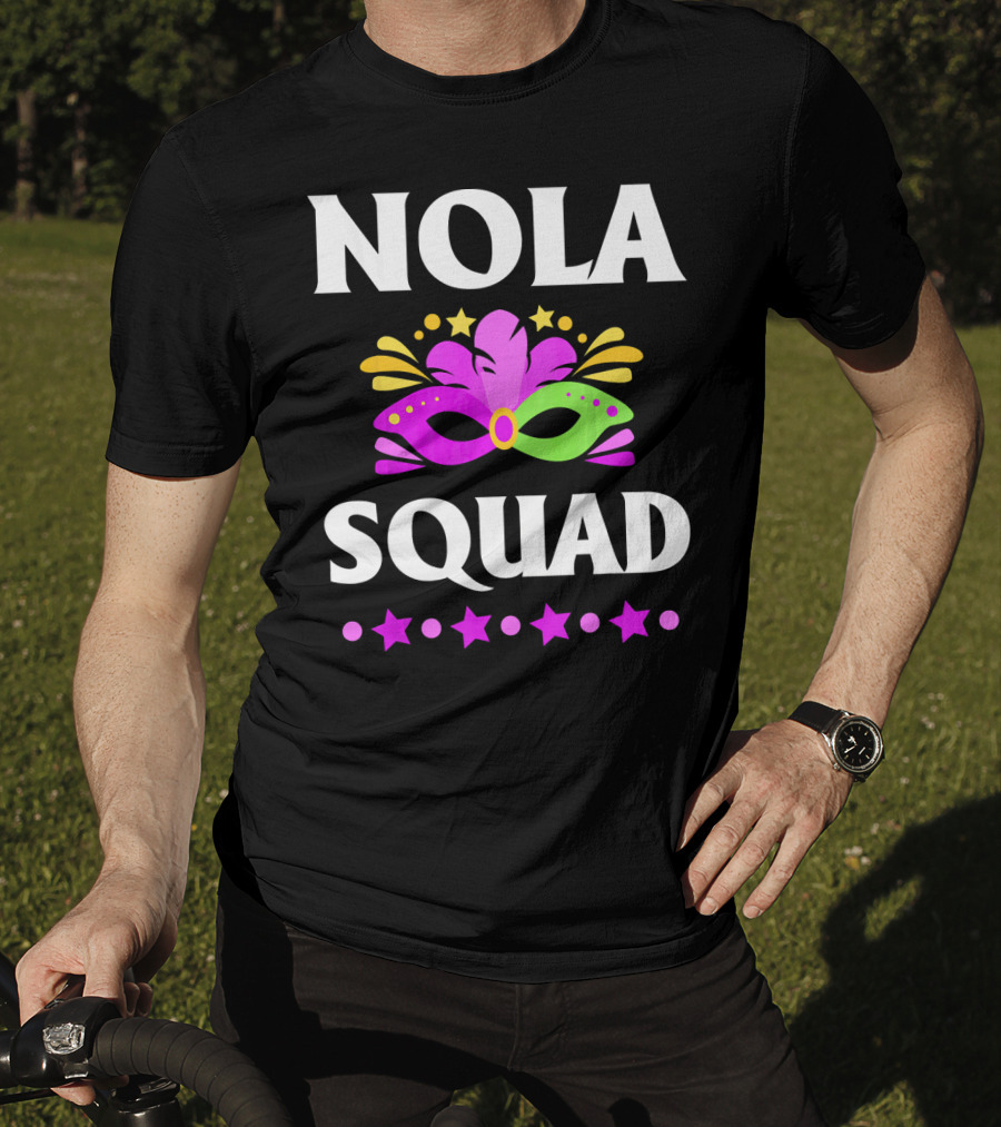 Nola Squad Mardi Gras Mask Stars T-Shirt
