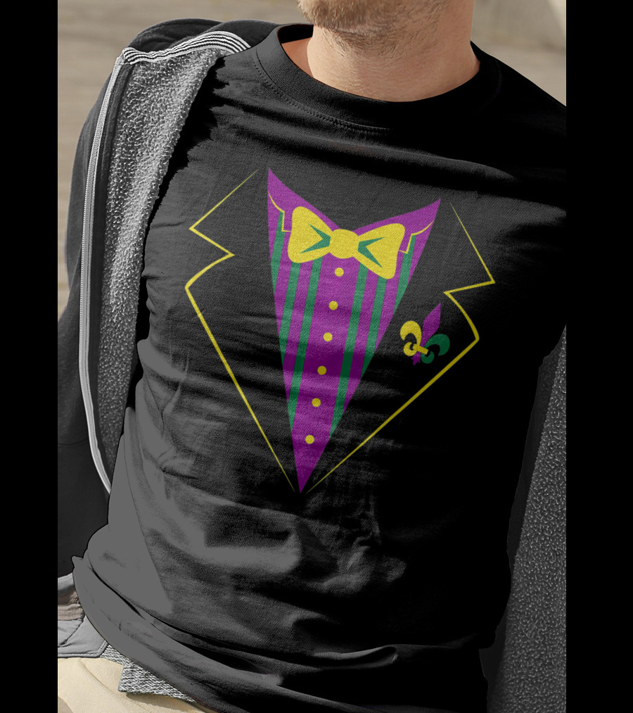 Funny Mardi Gras Tuxedo Party Celebration Fleur-de-lis T-Shirt