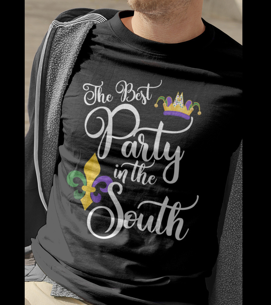 The Best Party In The South Mardi Gras Fleur-de-Lis Crown T-Shirt
