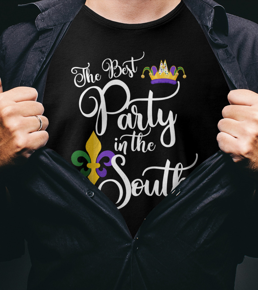 The Best Party In The South Mardi Gras Fleur-de-Lis Crown T-Shirt