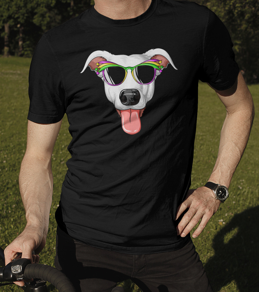 Greyhound Mardi Gras Carnival Mask Dog With Sunglasses T-Shirt