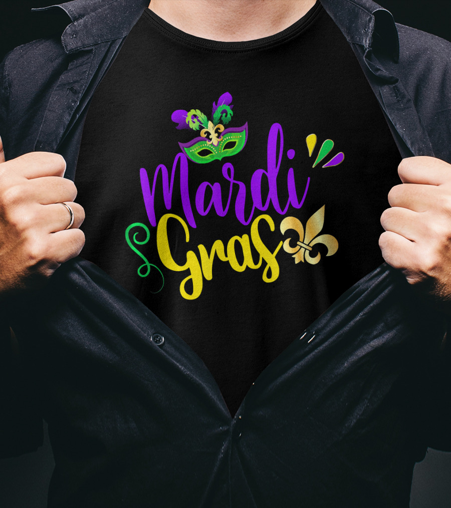 Mardi Gras Fleur-de-Lis Mask New Orleans Louisiana T-Shirt