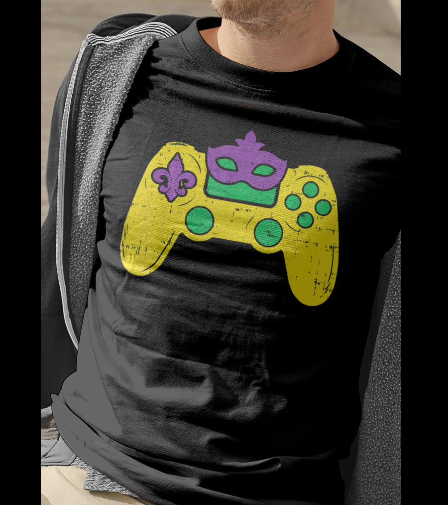 Mardi Gras Video Game Controller Gamer E Sports T-Shirt