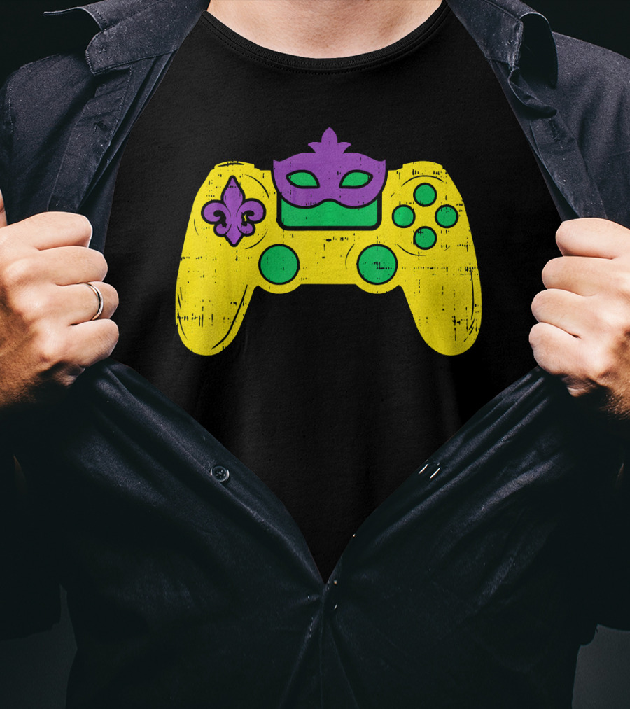 Mardi Gras Video Game Controller Gamer E Sports T-Shirt