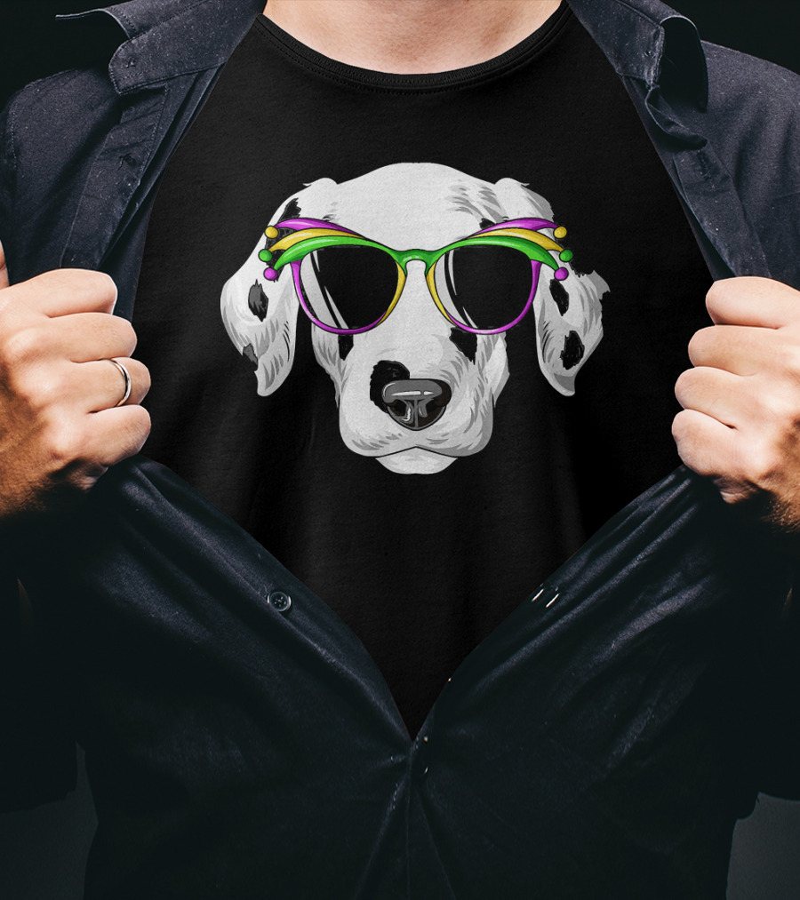 Dalmatian Mardi Gras Carnival Mask Dalma Glasses T-Shirt