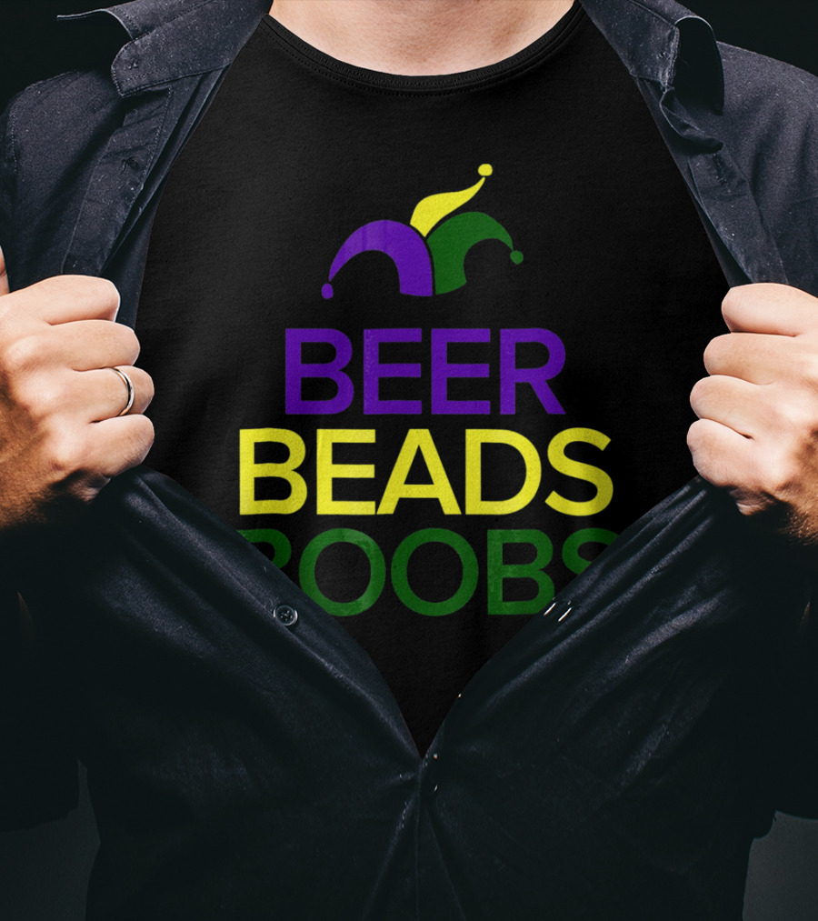 Beer Beads Boobs Mardi Gras Jester Hat T-Shirt