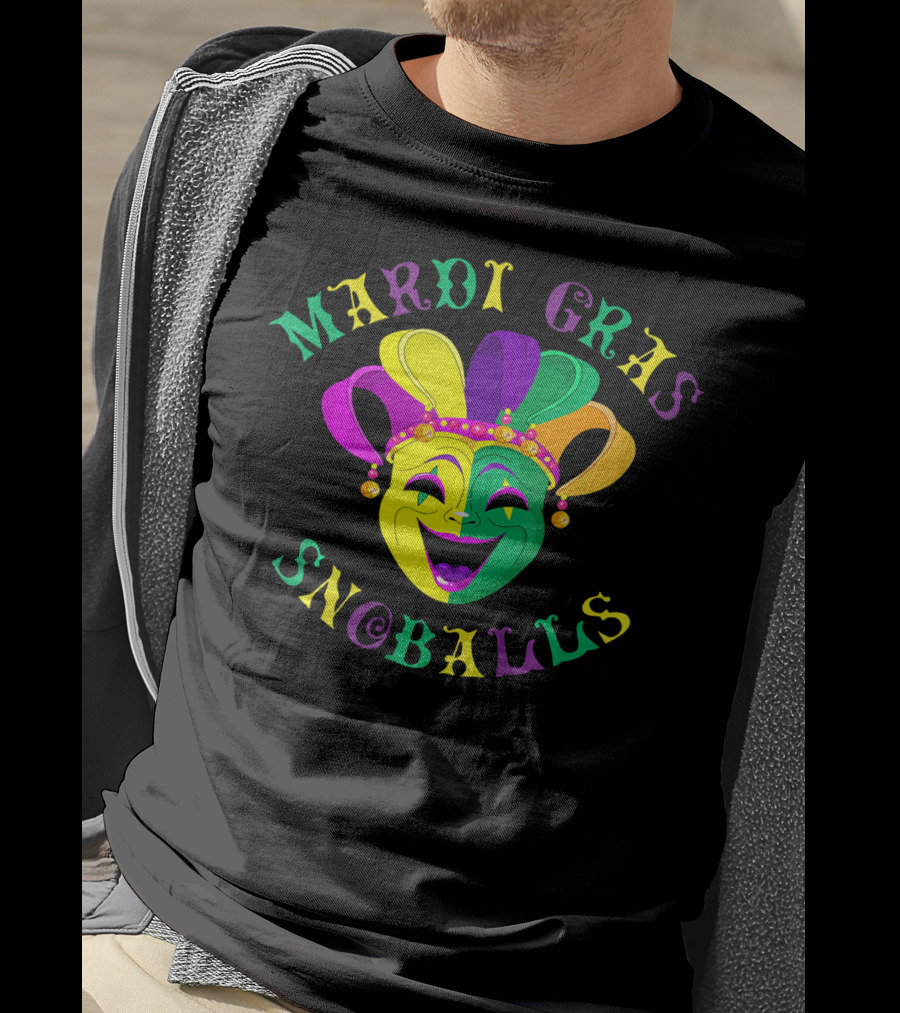 Mardi Gras Snoballs Jester Mask Party Vibes T-Shirt