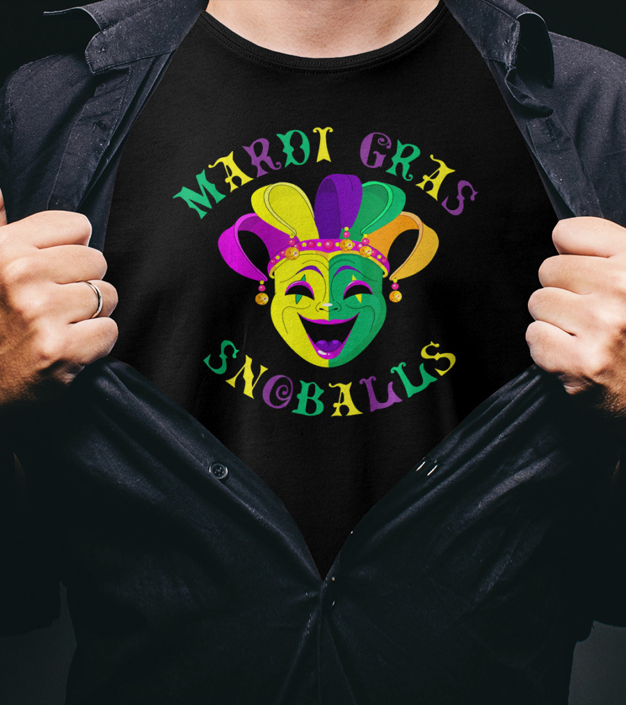 Mardi Gras Snoballs Jester Mask Party Vibes T-Shirt