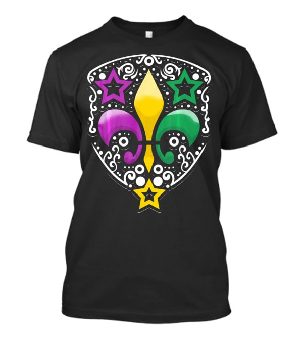 Mardi Gras Fleur De Lis Colorful Stars Lily T-Shirt