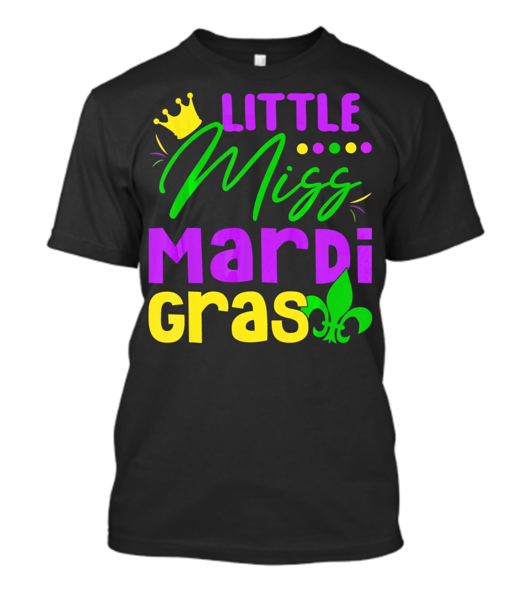 Little Miss Mardi Gras Fleur-de-Lis Crown Carnival T-Shirt