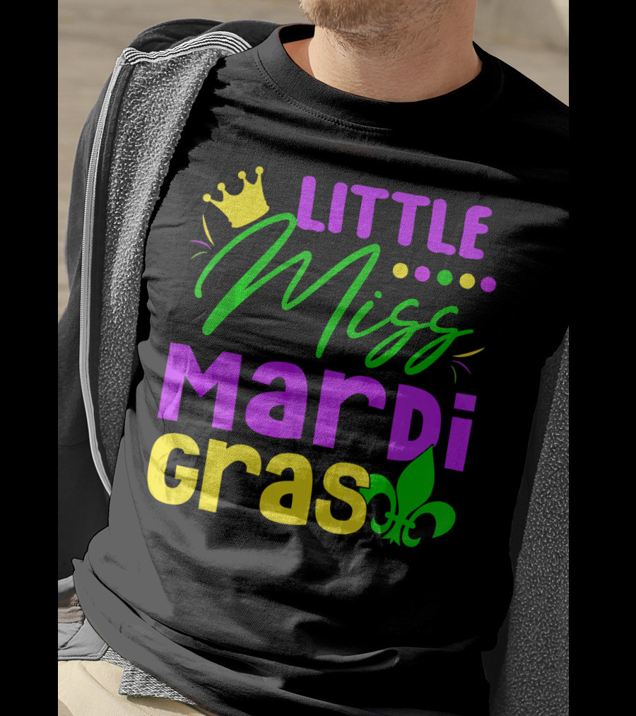 Little Miss Mardi Gras Fleur-de-Lis Crown Carnival T-Shirt