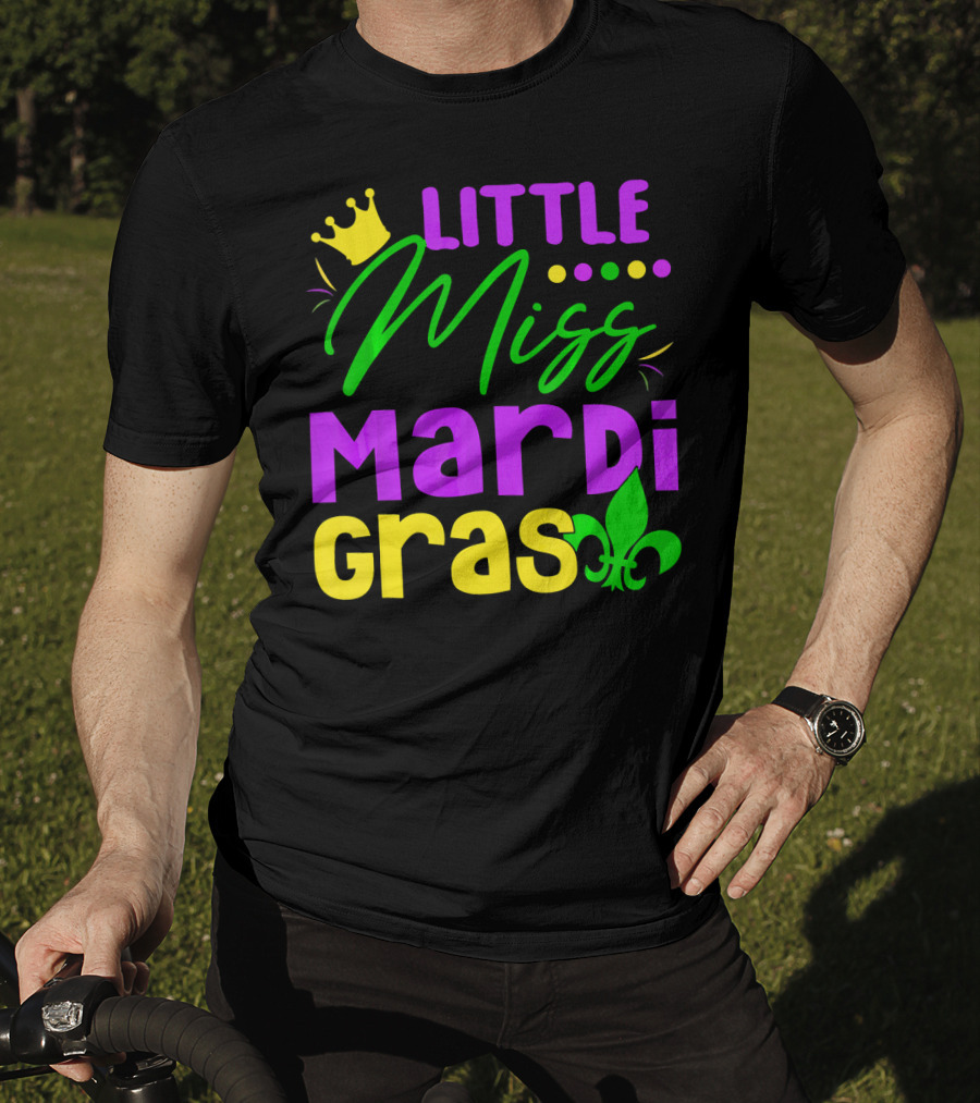 Little Miss Mardi Gras Fleur-de-Lis Crown Carnival T-Shirt