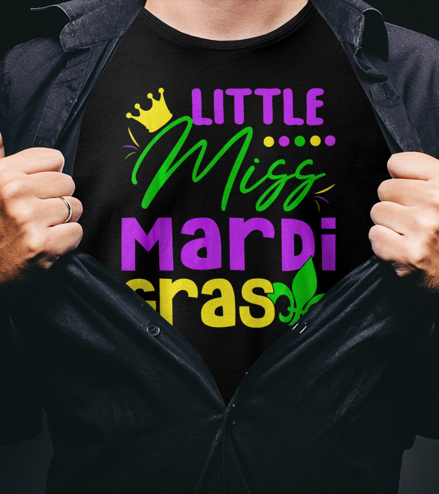 Little Miss Mardi Gras Fleur-de-Lis Crown Carnival T-Shirt