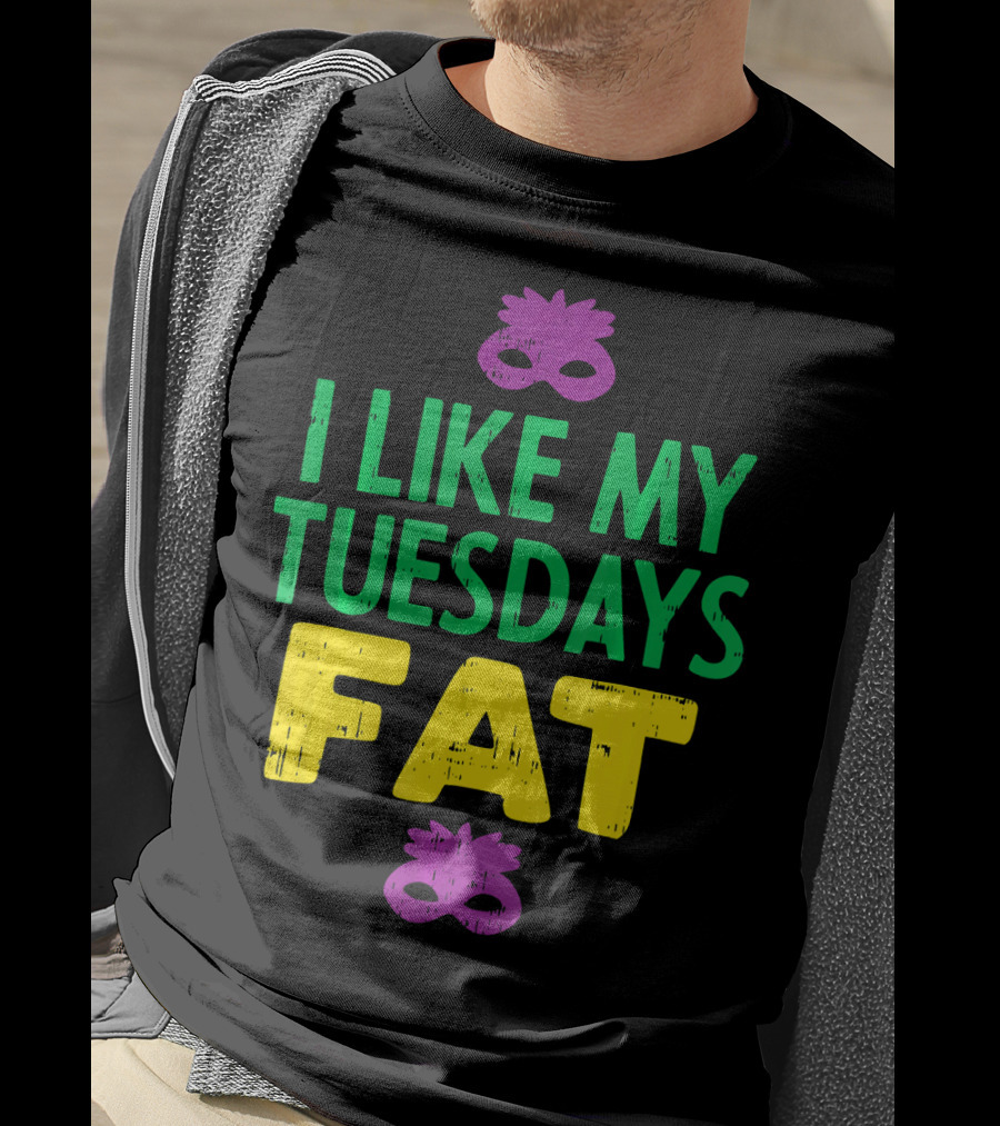 I Like My Tuesdays Fat Mardi Gras Jester Mask T-Shirt