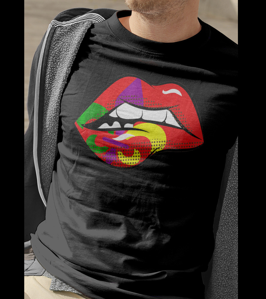Mardi Gras Fleur De Lis Lips Party Pop T-Shirt