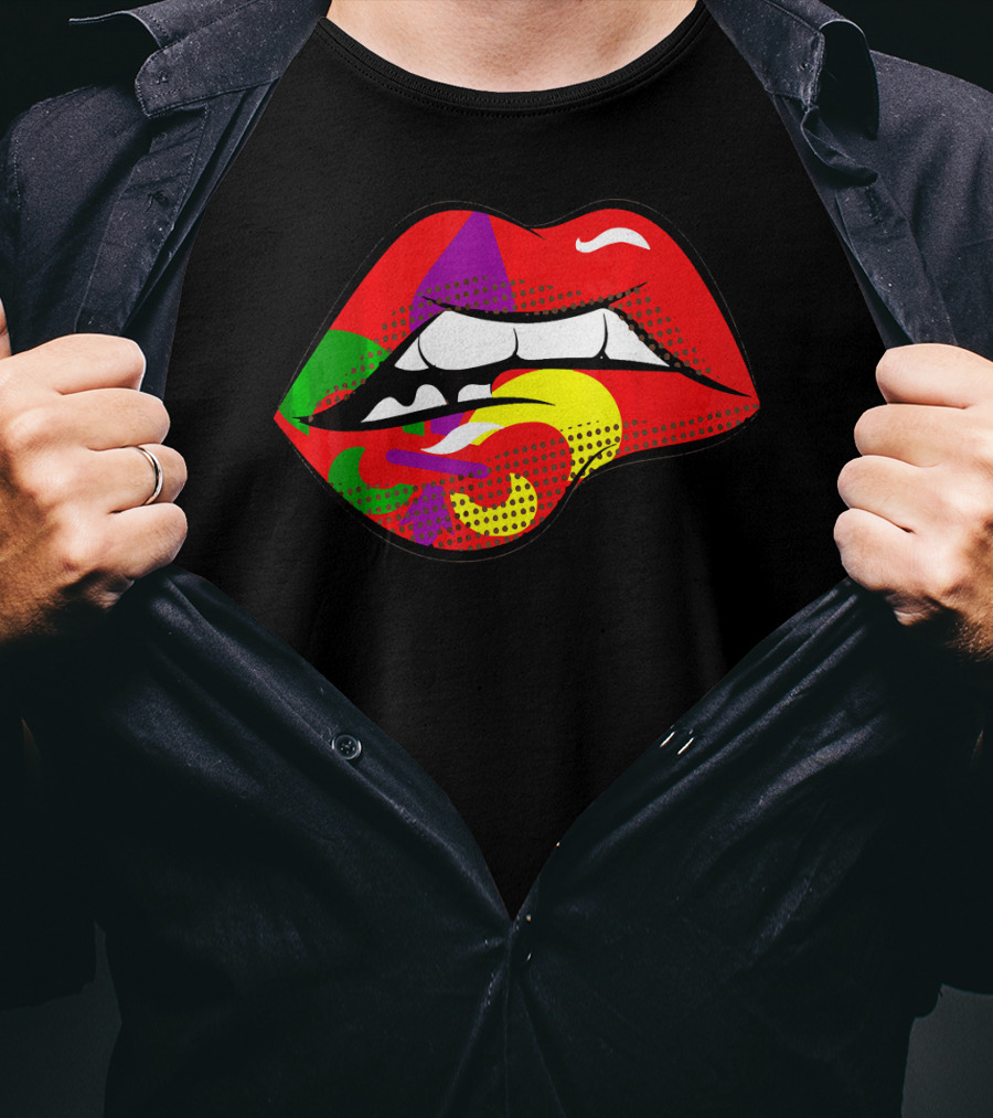 Mardi Gras Fleur De Lis Lips Party Pop T-Shirt