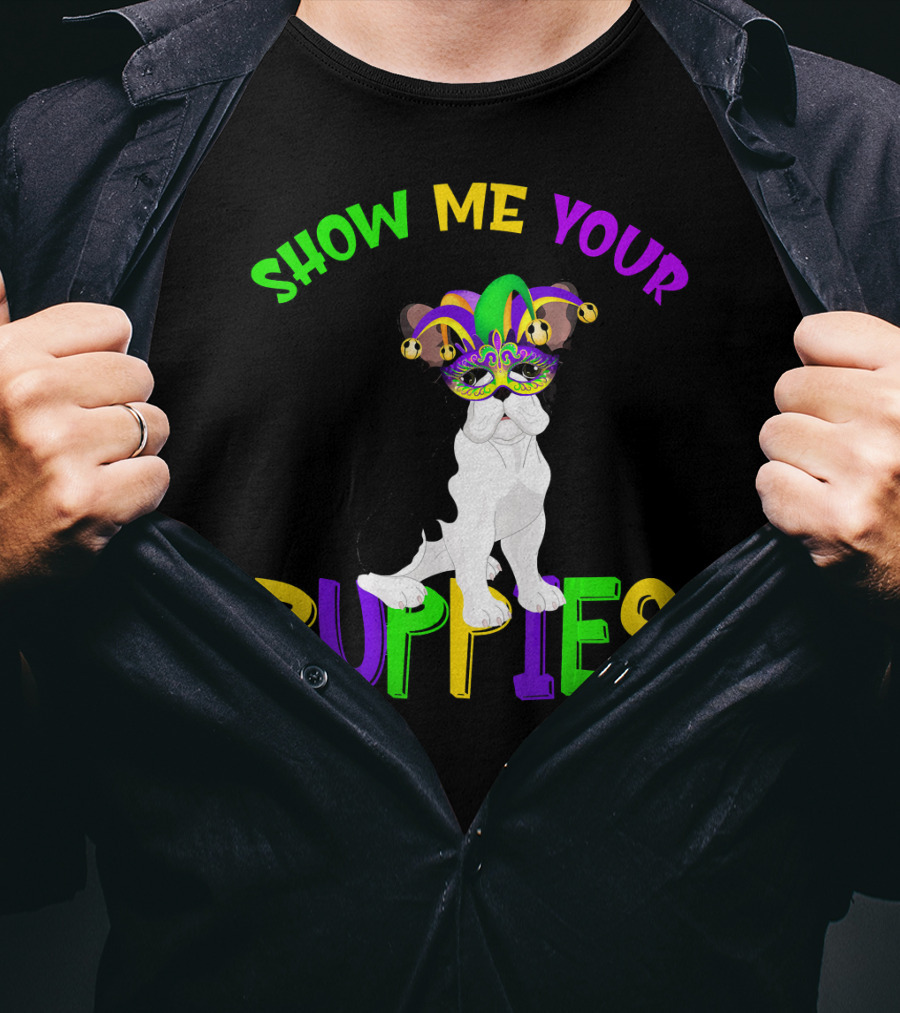 Show Me Your Puppies French Bulldogs Jester Hat T-Shirt
