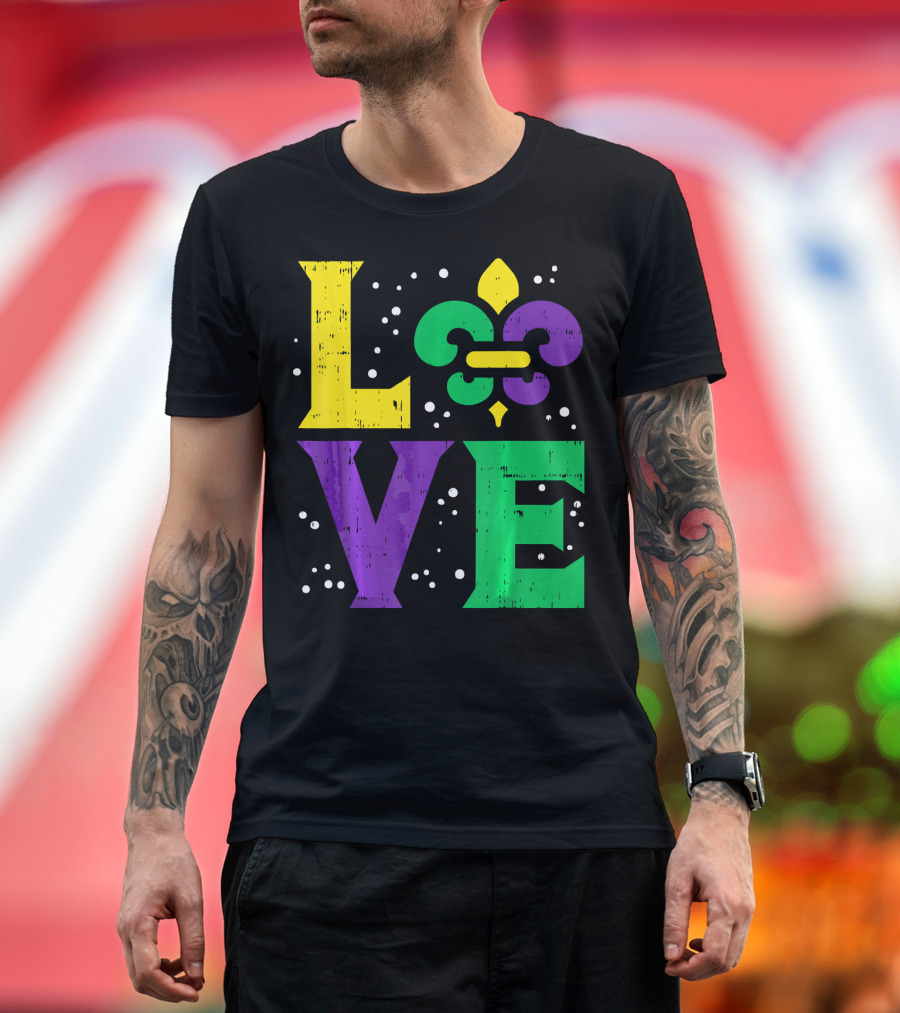 Love Jester Hat Funny Mardi Gras Carnival Fleur-de-Lis T-Shirt