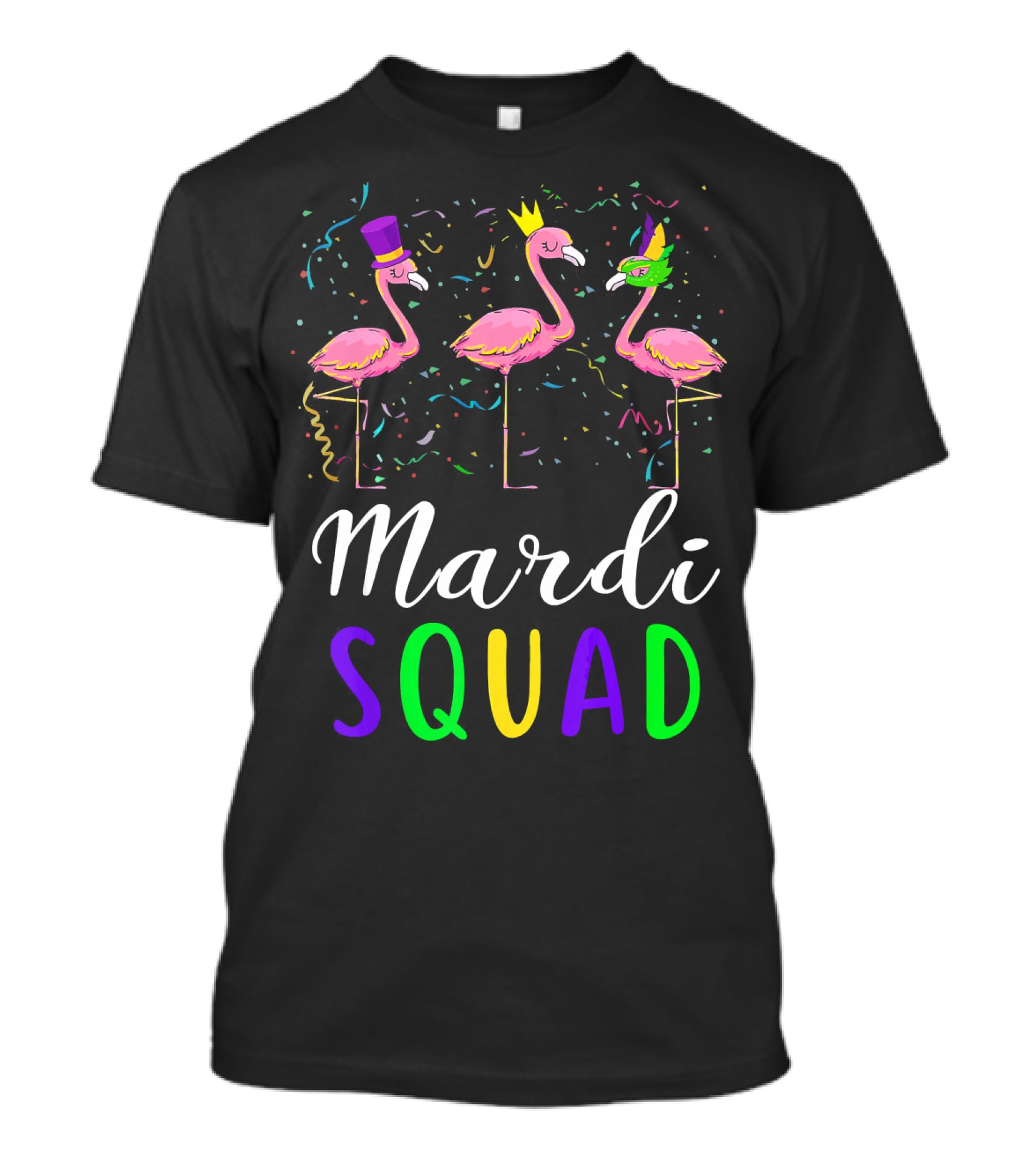 Mardi Gras Flamingo Squad Festival T-Shirt