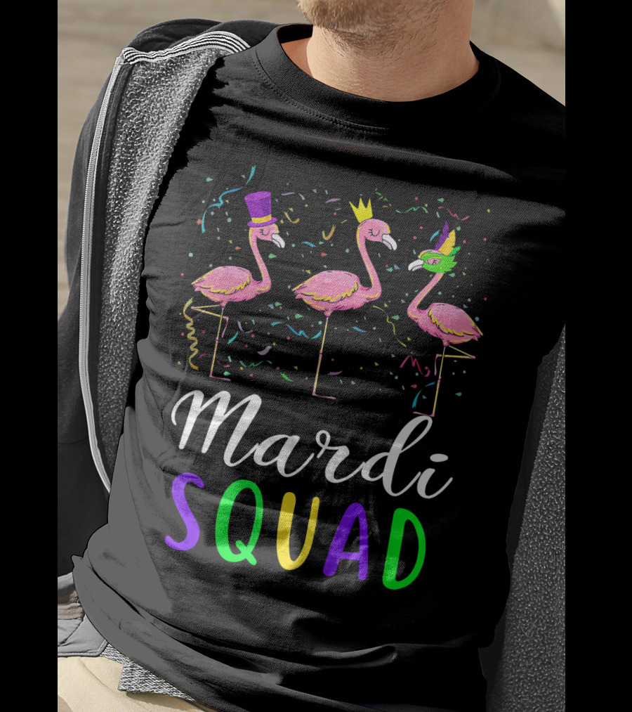 Mardi Gras Flamingo Squad Festival T-Shirt