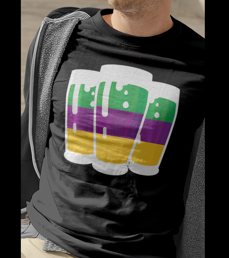 Mardi Gras Beer Funny Mardi Gras Party Carnival Colors T-Shirt