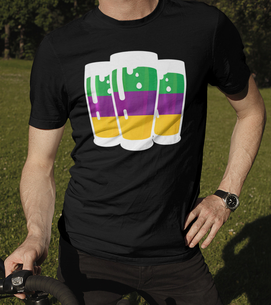 Mardi Gras Beer Funny Mardi Gras Party Carnival Colors T-Shirt