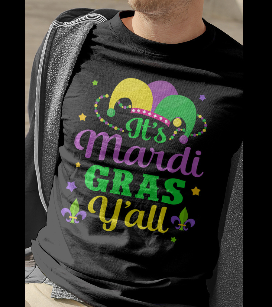It's Mardi Gras Y'all Jester Hat Fleur-de-lis Stars T-Shirt