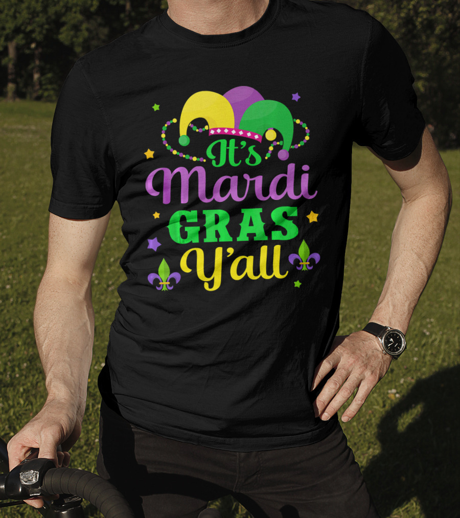 It's Mardi Gras Y'all Jester Hat Fleur-de-lis Stars T-Shirt