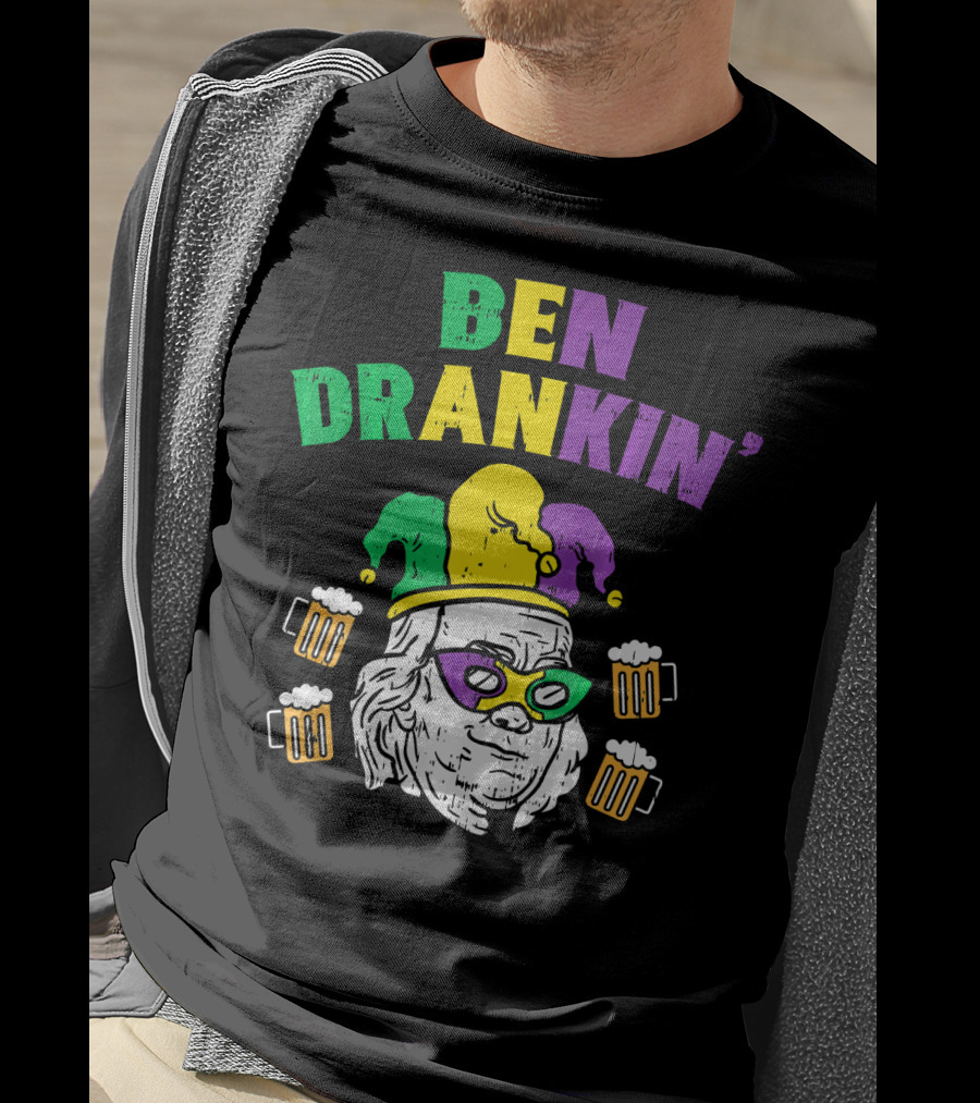 Ben Drankin' Franklin Jester Mask Beer Mugs T-Shirt