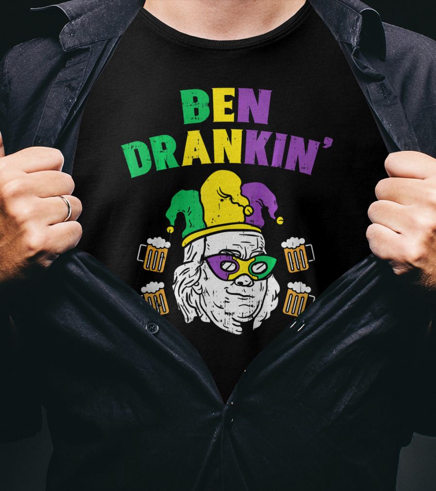 Ben Drankin' Franklin Jester Mask Beer Mugs T-Shirt