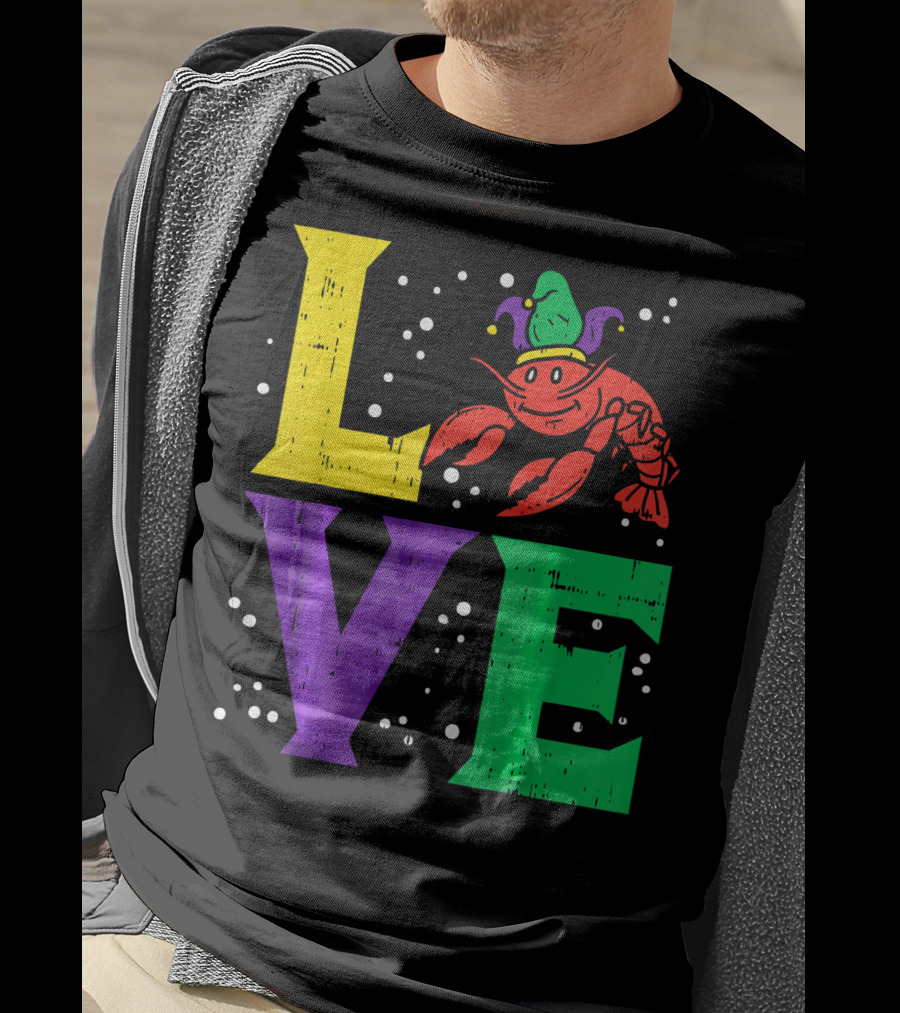 Love Crawfish Jester Hat Mardi Gras T-Shirt