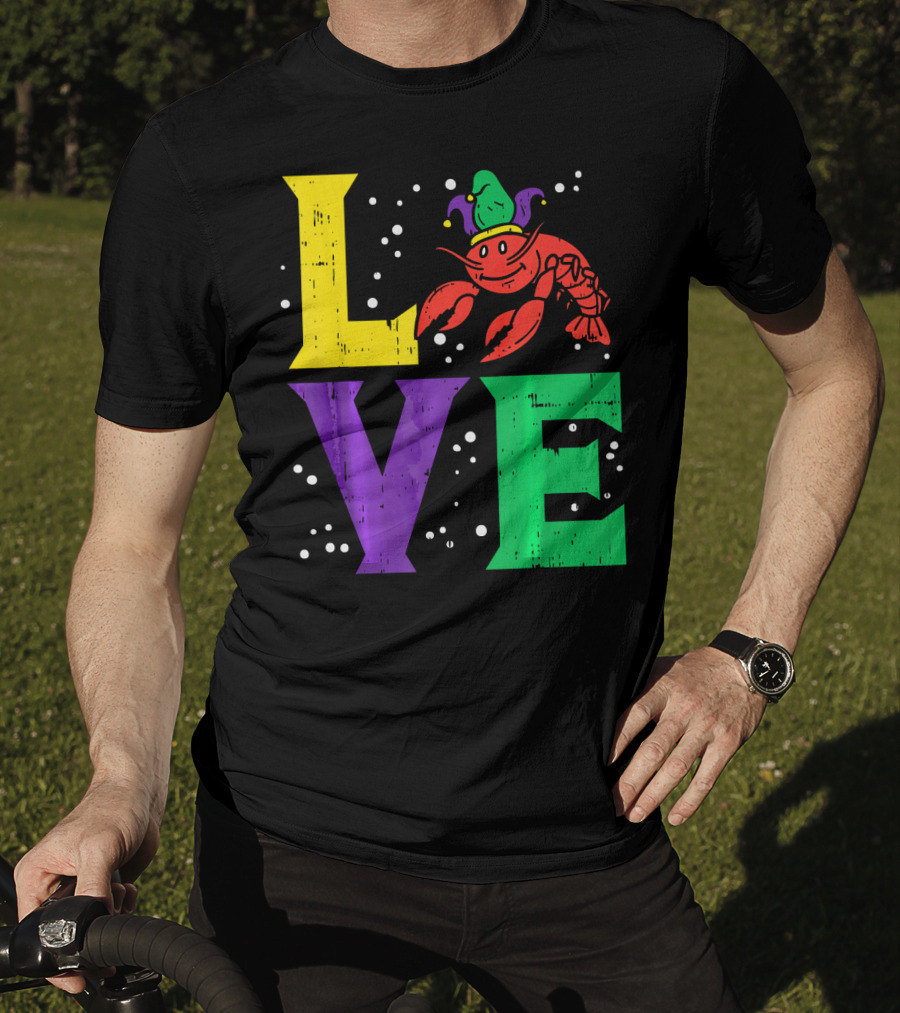 Love Crawfish Jester Hat Mardi Gras T-Shirt