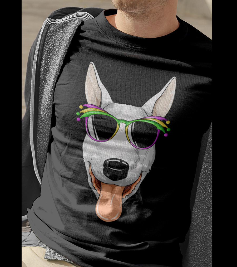 Bull Terrier Mardi Gras Carnival Sunglasses Mask T-Shirt