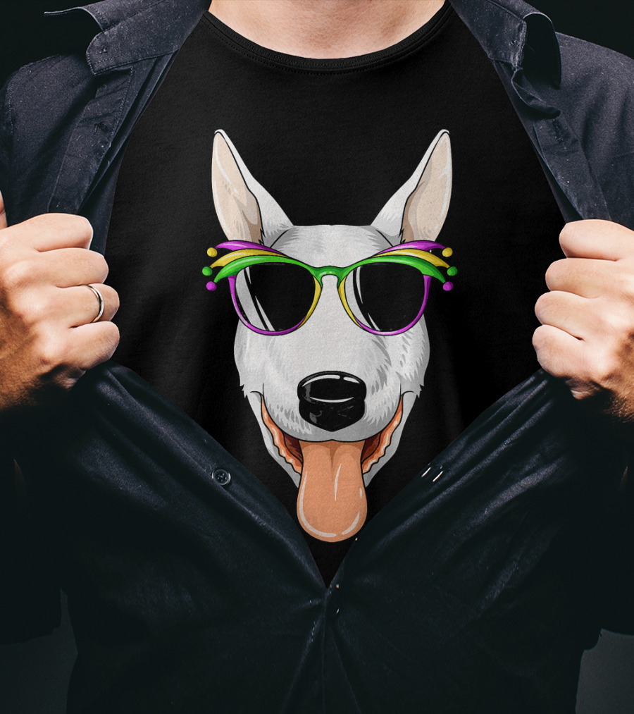 Bull Terrier Mardi Gras Carnival Sunglasses Mask T-Shirt