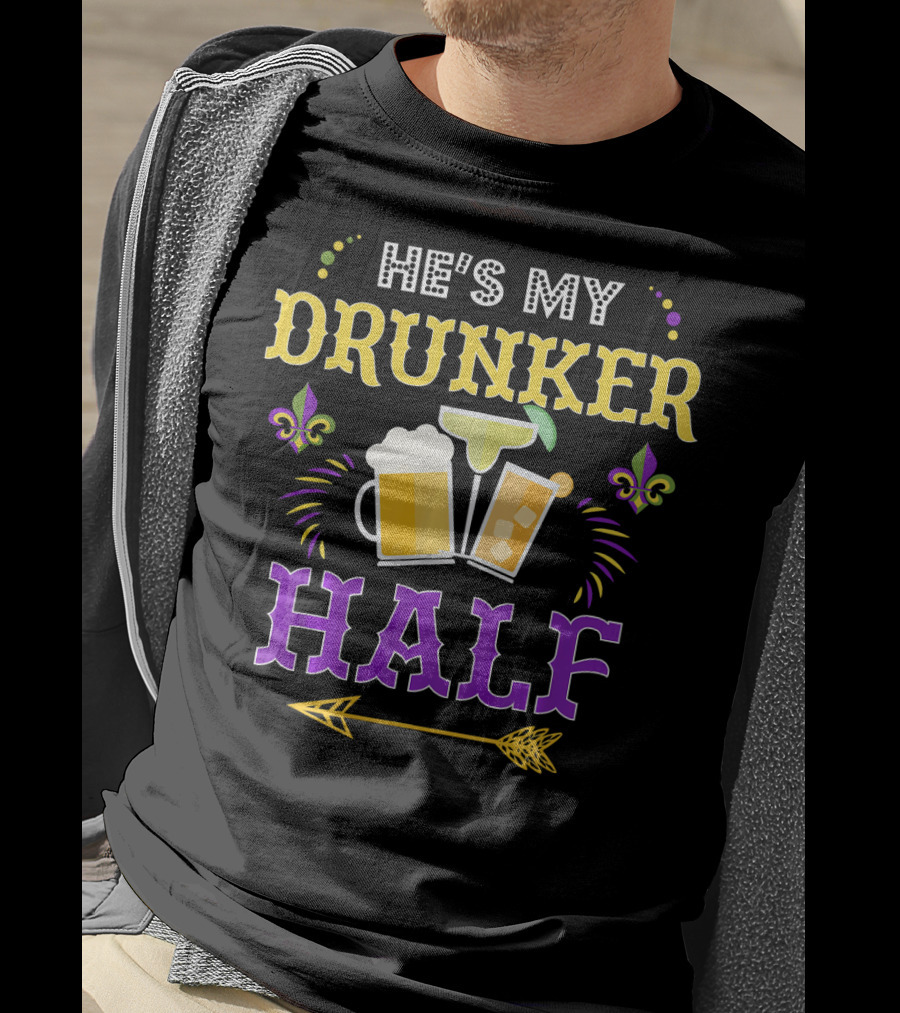 He's My Drunker Half Beer Cocktails Fleur-de-Lis Arrow T-Shirt
