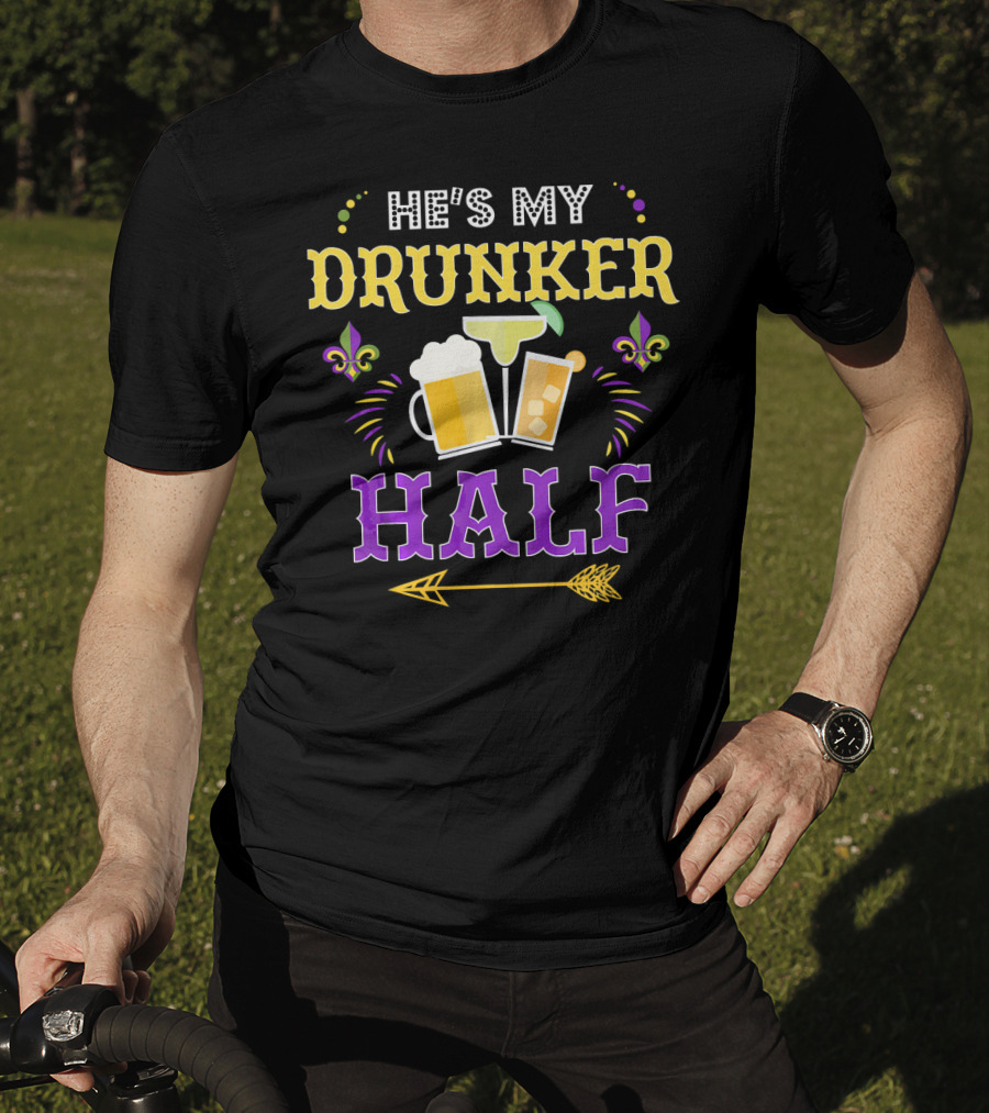 He's My Drunker Half Beer Cocktails Fleur-de-Lis Arrow T-Shirt