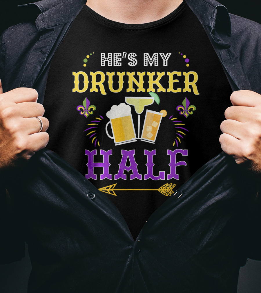 He's My Drunker Half Beer Cocktails Fleur-de-Lis Arrow T-Shirt