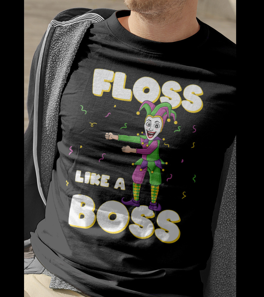 Floss Like A Boss Mardi Gras Joker Floss Jester Festive Dance T-Shirt