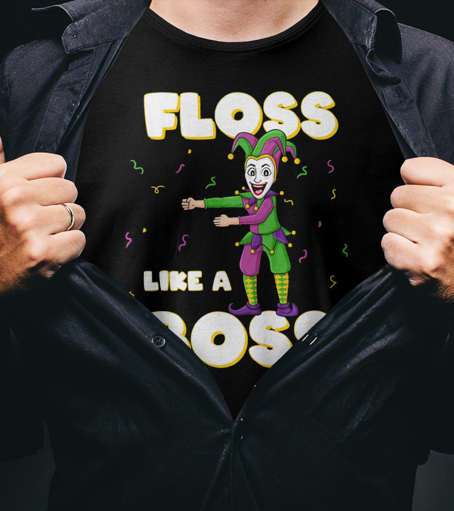 Floss Like A Boss Mardi Gras Joker Floss Jester Festive Dance T-Shirt