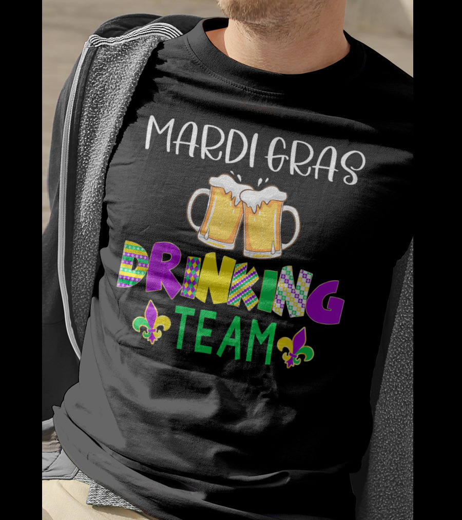 Mardi Gras Drinking Team Beer Whiskey Festival T-Shirt