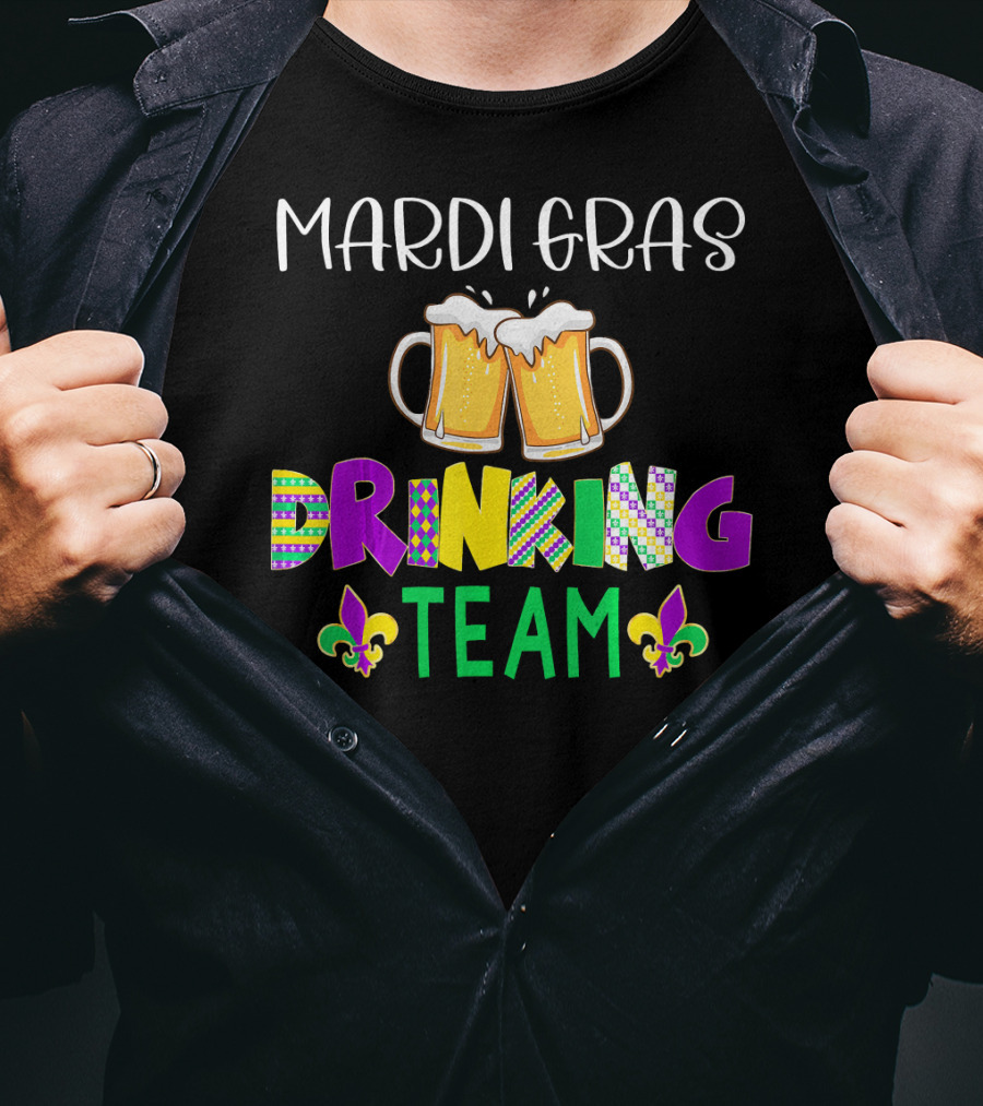 Mardi Gras Drinking Team Beer Whiskey Festival T-Shirt