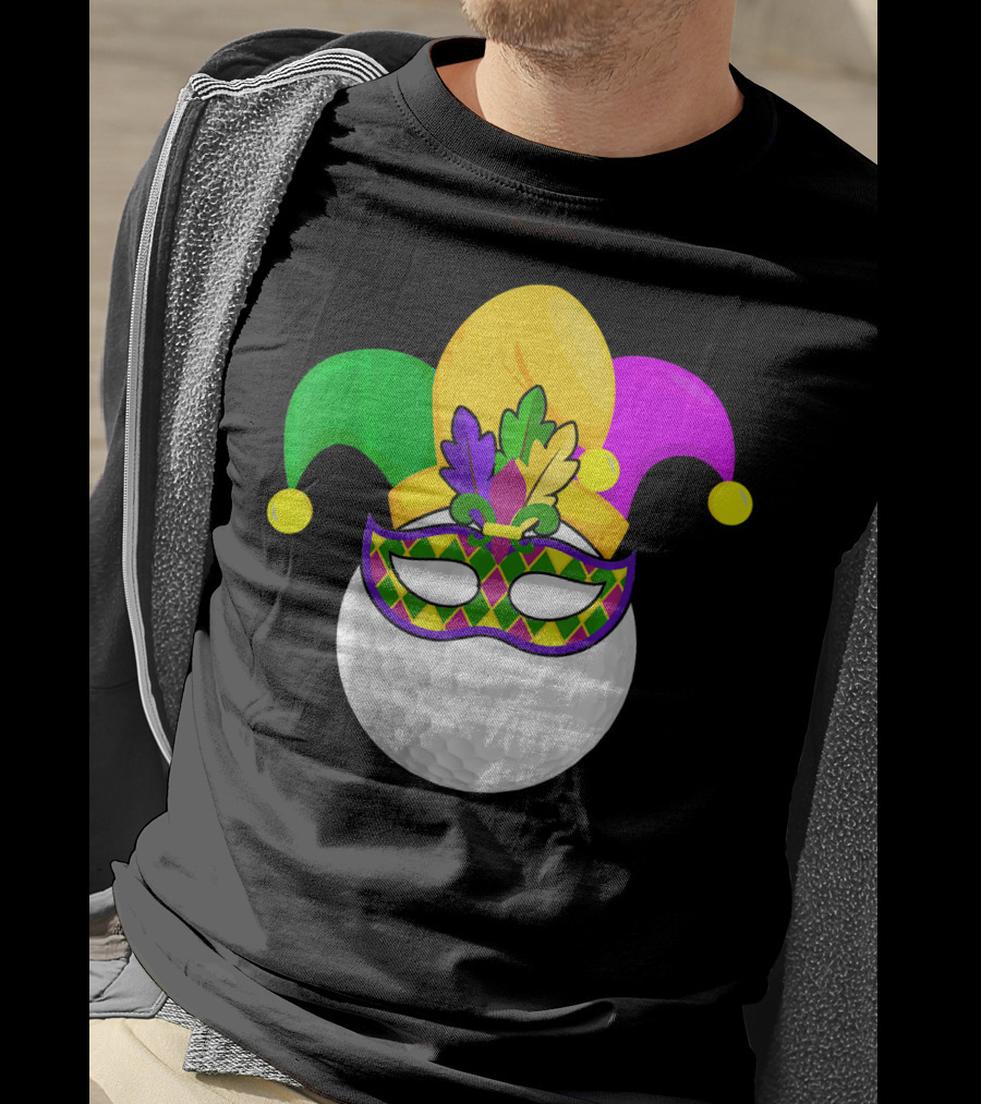 Golf Ball Mardi Gras Jester Hat Carnival Mask T-Shirt