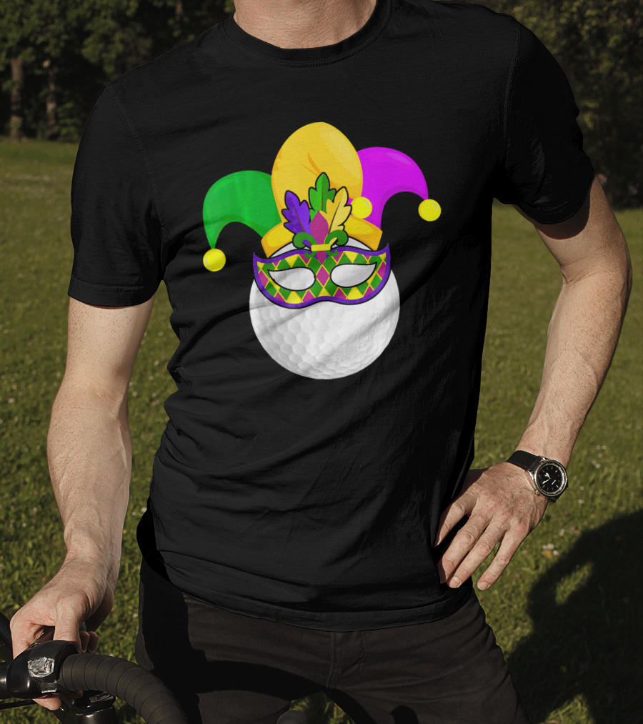 Golf Ball Mardi Gras Jester Hat Carnival Mask T-Shirt