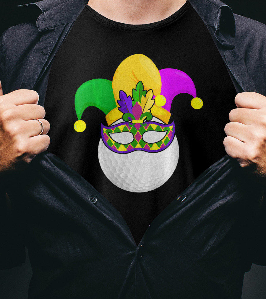 Golf Ball Mardi Gras Jester Hat Carnival Mask T-Shirt