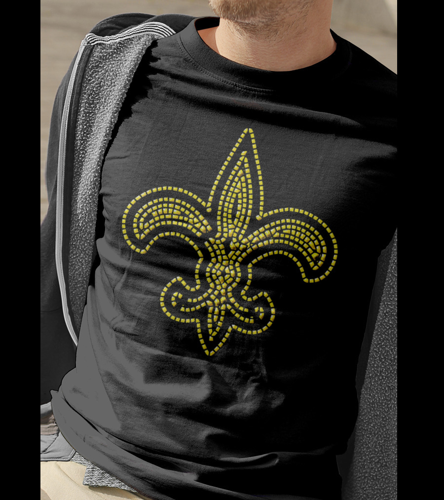 Black And Gold Bevel Mosaic Fleur De Lis New Orleans T-Shirt