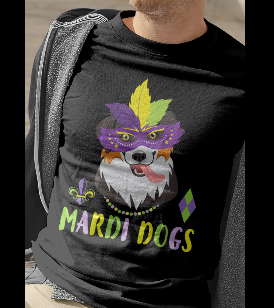 Boder Collie Mardi Gras Mardi Dogs Costume Dance Be T-Shirt