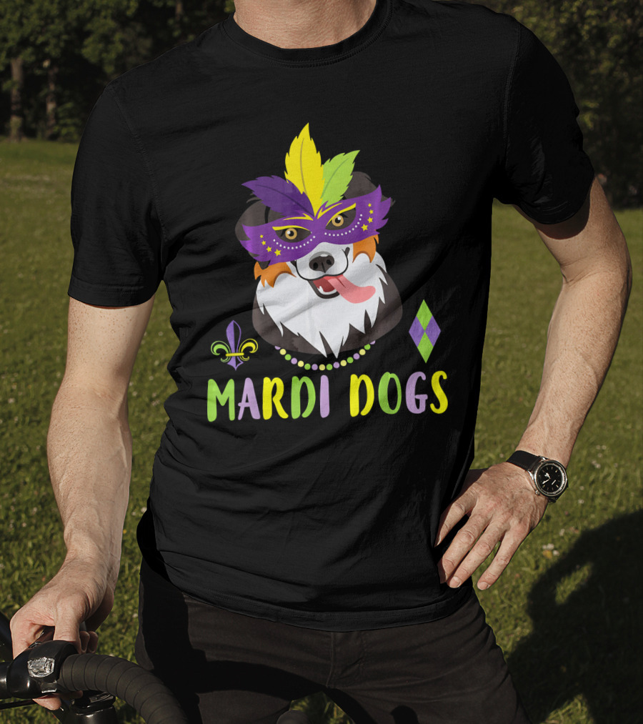 Boder Collie Mardi Gras Mardi Dogs Costume Dance Be T-Shirt