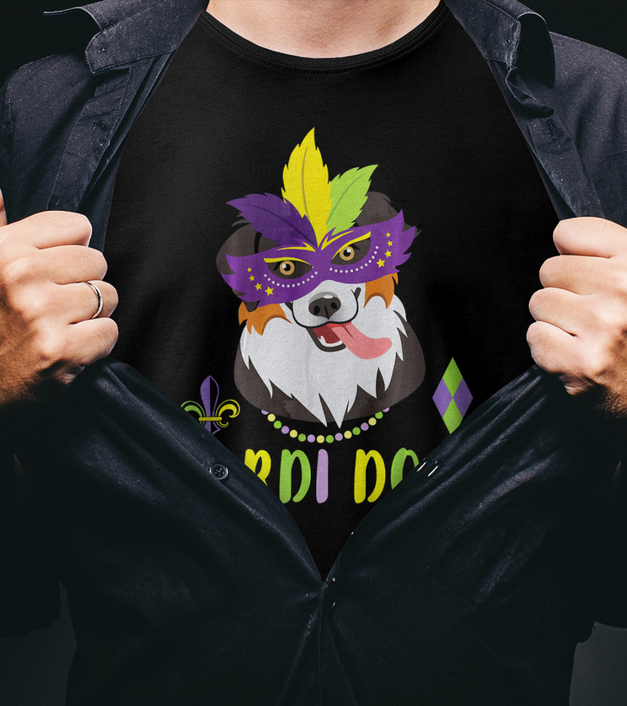 Boder Collie Mardi Gras Mardi Dogs Costume Dance Be T-Shirt