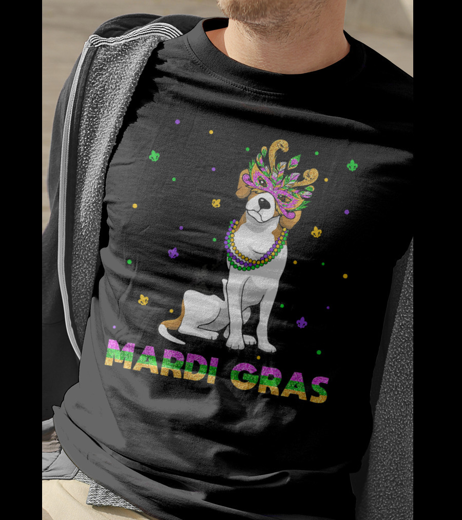 Jack Russell Terrier Mardi Gras Mask Beads Fun T-Shirt